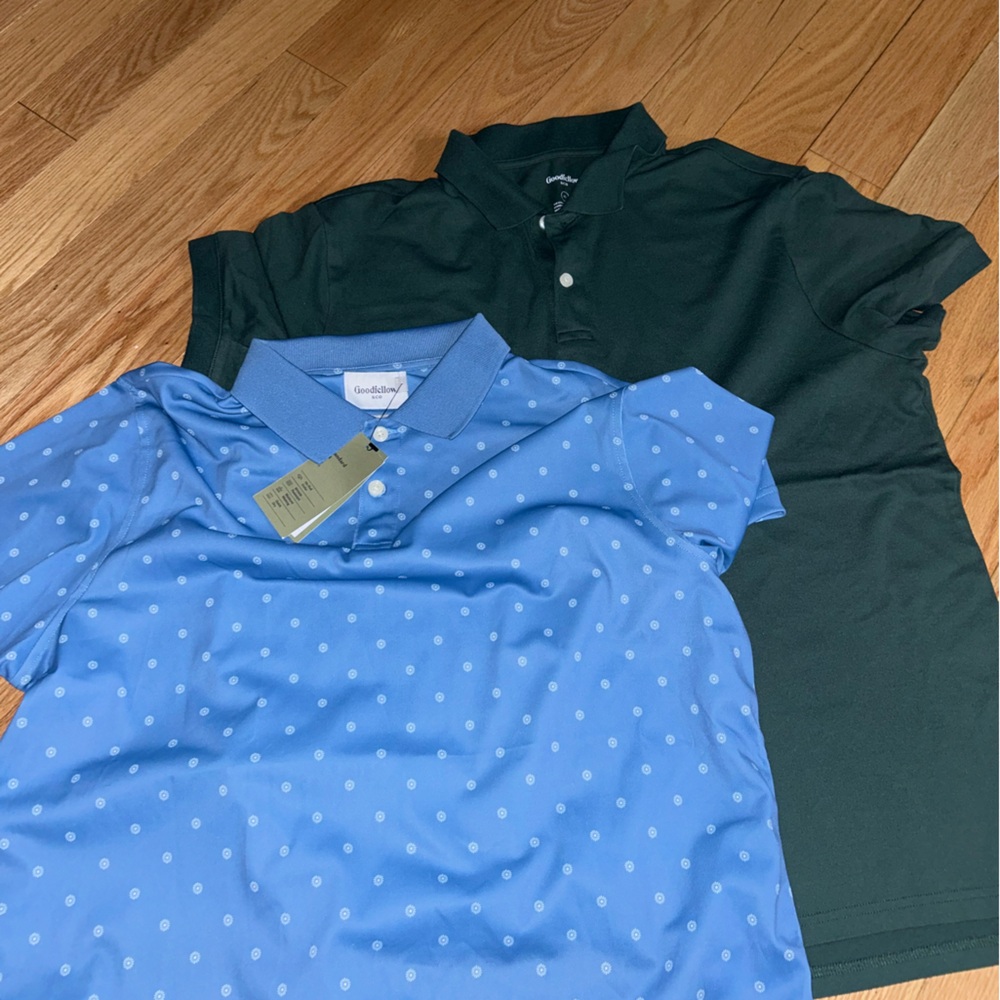 Goodfellow & Co Blue Printed Dot and Dark Green Polo Shirts